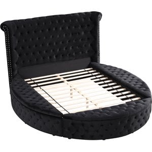 Pemberly Row Modern Velvet Platform King Bed with Storage in Black