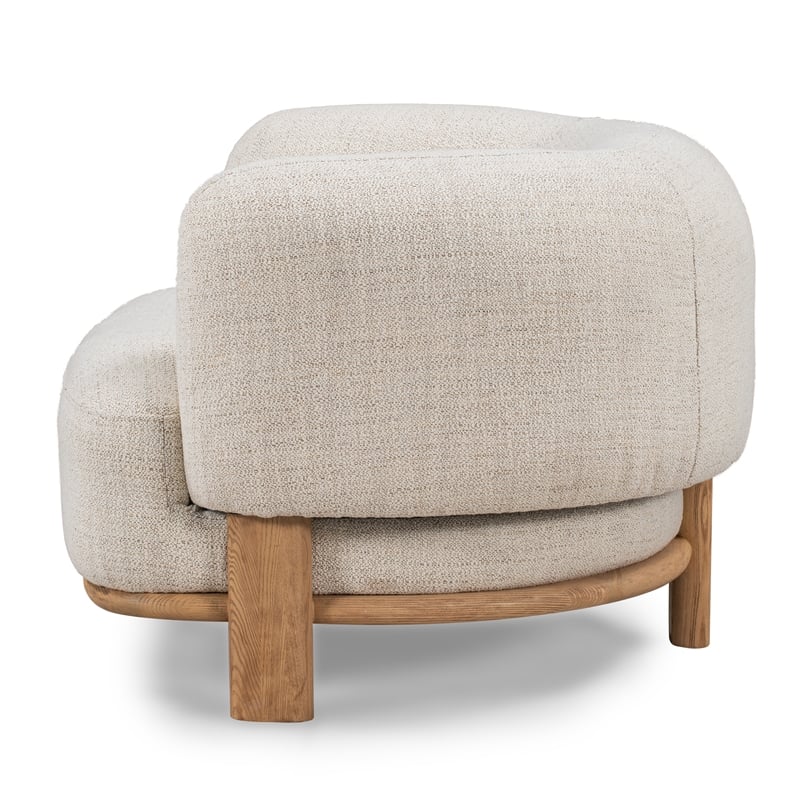 Pemberly Row Upholstered Traditional Fabric Accent Chair in Cream