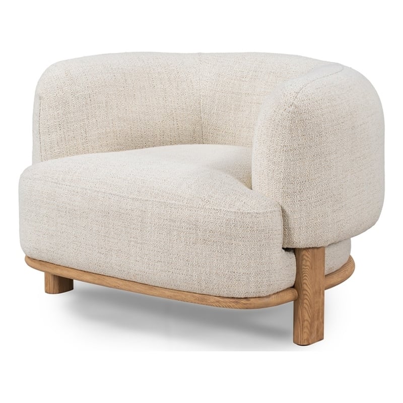 Pemberly Row Upholstered Traditional Fabric Accent Chair in Cream