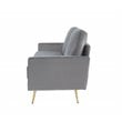 Pemberly Row Modern Velvet and Metal Upholstered Sofa in Gray/Gold