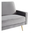 Pemberly Row Modern Velvet and Metal Upholstered Sofa in Gray/Gold