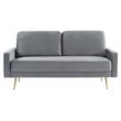 Pemberly Row Modern Velvet and Metal Upholstered Sofa in Gray/Gold