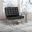 Pemberly Row Accent Chair Blended Leather and Chrome Frame / Black