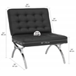 Pemberly Row Accent Chair Blended Leather and Chrome Frame / Black