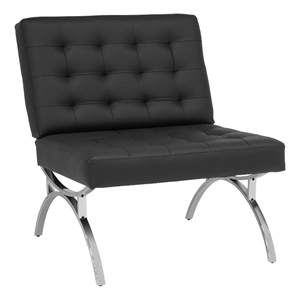 Pemberly Row Accent Chair Blended Leather and Chrome Frame / Black