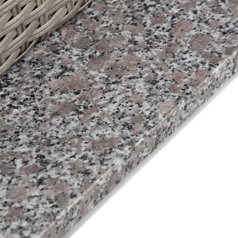 Pemberly Row Outdoor Patio PE Wicker / Rattan Bistro Table in Gray