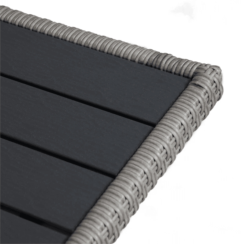 Pemberly Row Outdoor Patio PE Wicker / Rattan Bistro Table in Gray