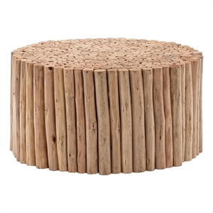 Pemberly Row Contemporary Jungle Wood Coffee Table in Natural Color