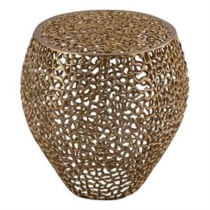 Pemberly Row Modern End Table made with Aluminium Casted in Gold Color