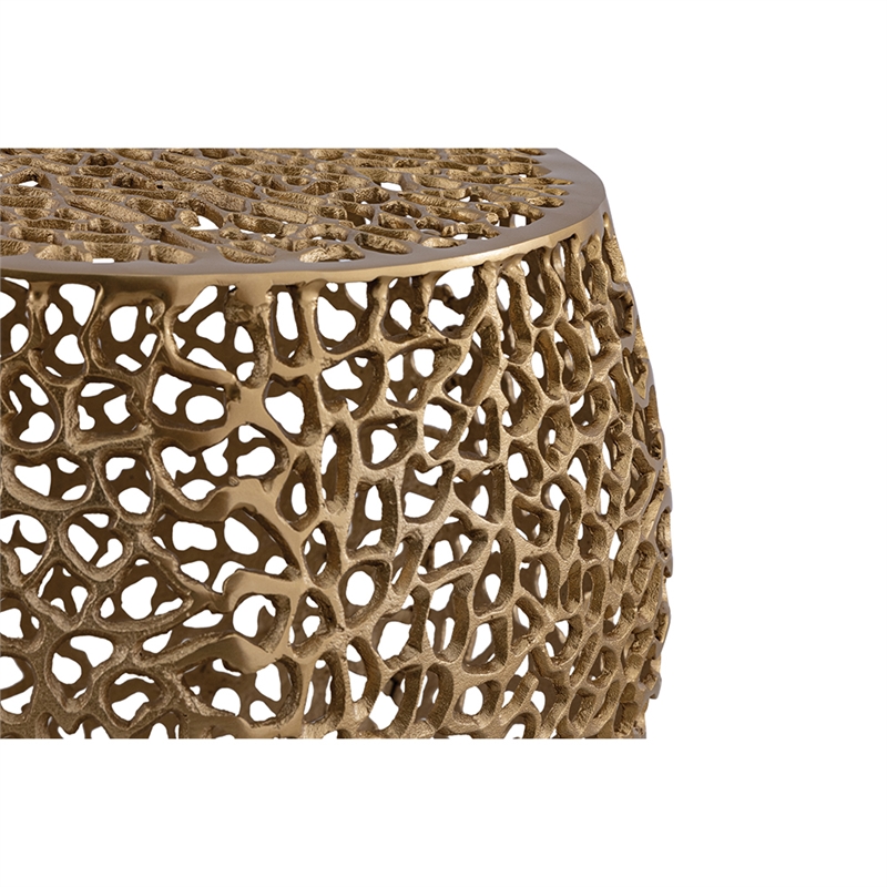 Pemberly Row Modern End Table made with Aluminium Casted in Gold Color