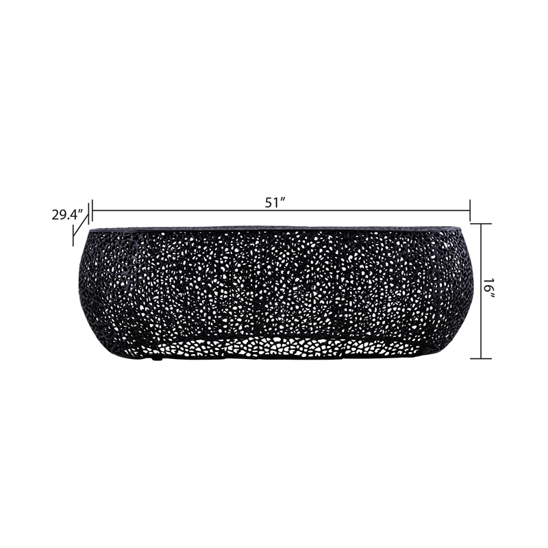 Pemberly Row Oval Shape Coffee Table Made with Aluminum in Black Color