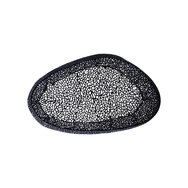 Pemberly Row Oval Shape Coffee Table Made with Aluminum in Black Color