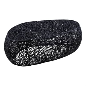 Pemberly Row Oval Shape Coffee Table Made with Aluminum in Black Color