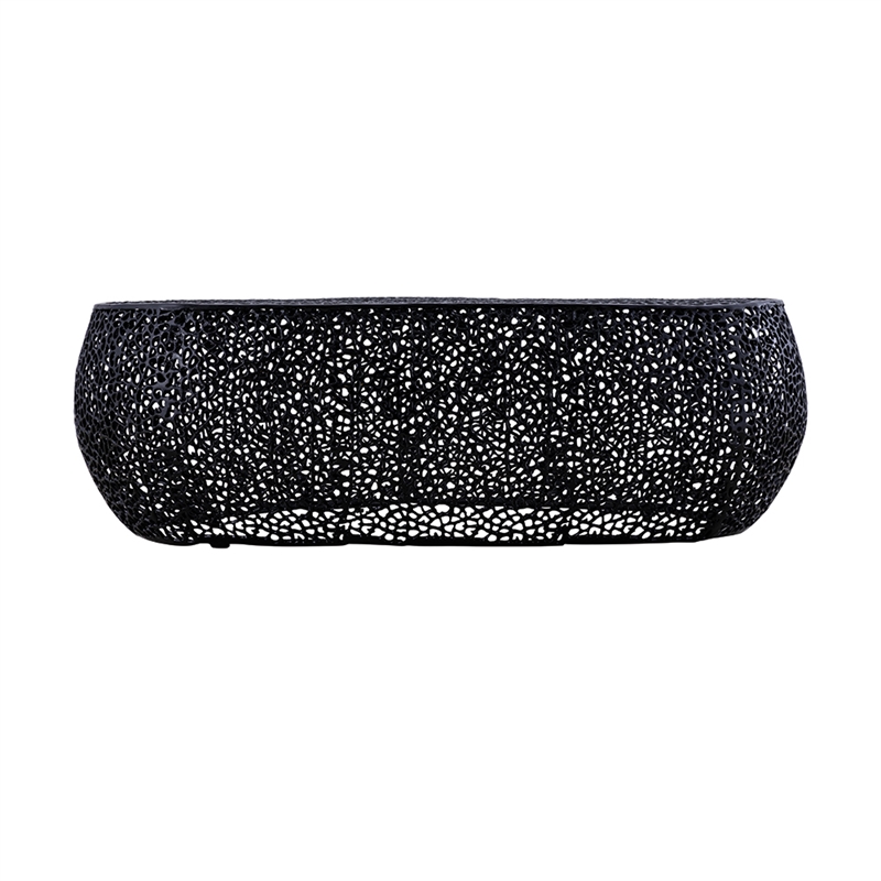 Pemberly Row Oval Shape Coffee Table Made with Aluminum in Black Color