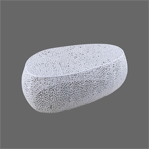 Pemberly Row Oval Shape Coffee Table Made with Aluminum in White Color