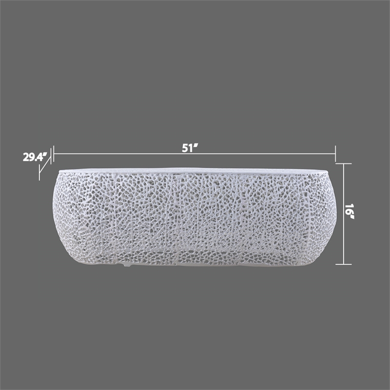 Pemberly Row Oval Shape Coffee Table Made with Aluminum in White Color