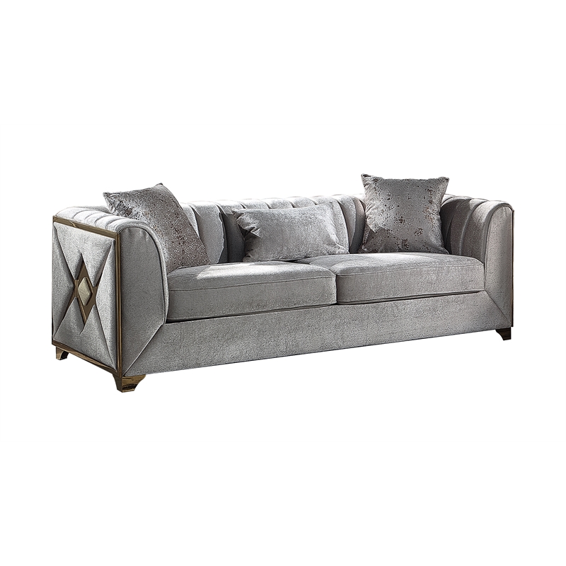 Pemberly Row Modern 2 PC Living room Set Made with Wood in Cream Color