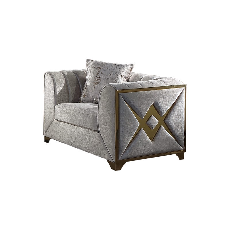 Pemberly Row Modern 3 PC Living room Set Made with Wood in Cream Color