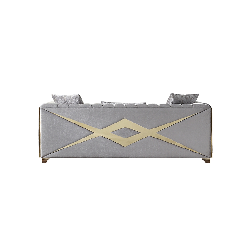 Pemberly Row Modern Sofa in Gold Finish Made with Wood in Silver Color