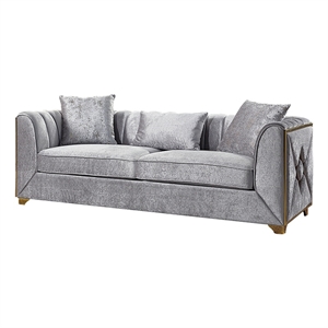 Pemberly Row Modern Sofa in Gold Finish Made with Wood in Silver Color