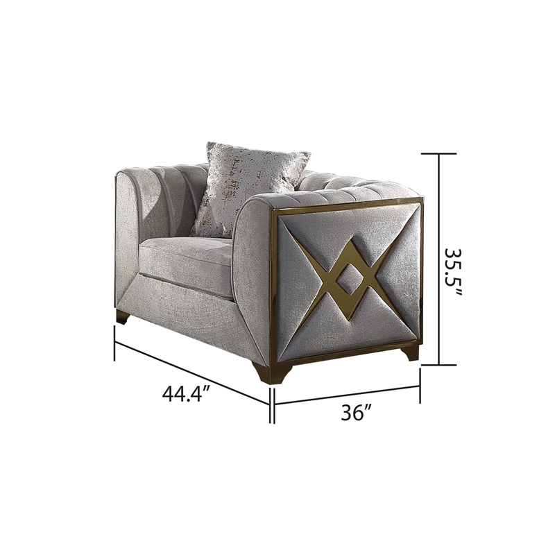 Pemberly Row Modern Chair in Gold Finish Made with Wood in Cream Color
