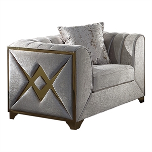 Pemberly Row Modern Chair in Gold Finish Made with Wood in Cream Color