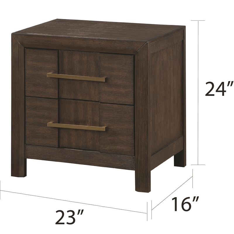 Pemberly Row Modern 2-Drawer Nightstand Made with Wood in Walnut Color
