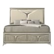 Pemberly Row Modern Queen Bed Made with Wood & LED Headboard in Silver
