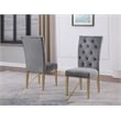 Pemberly Row Gray Tufted Velvet Side Chairs in Brushed Gold (Set of 2)