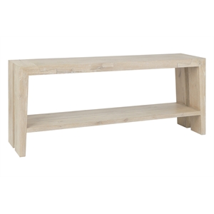 Pemberly Row 72&quot White Cracked Oak Wood Console Table with Fixed Shelf