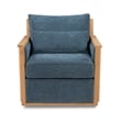 Pemberly Row Upholstered Linen Fabric Swivel Accent Chair in Blue Teal