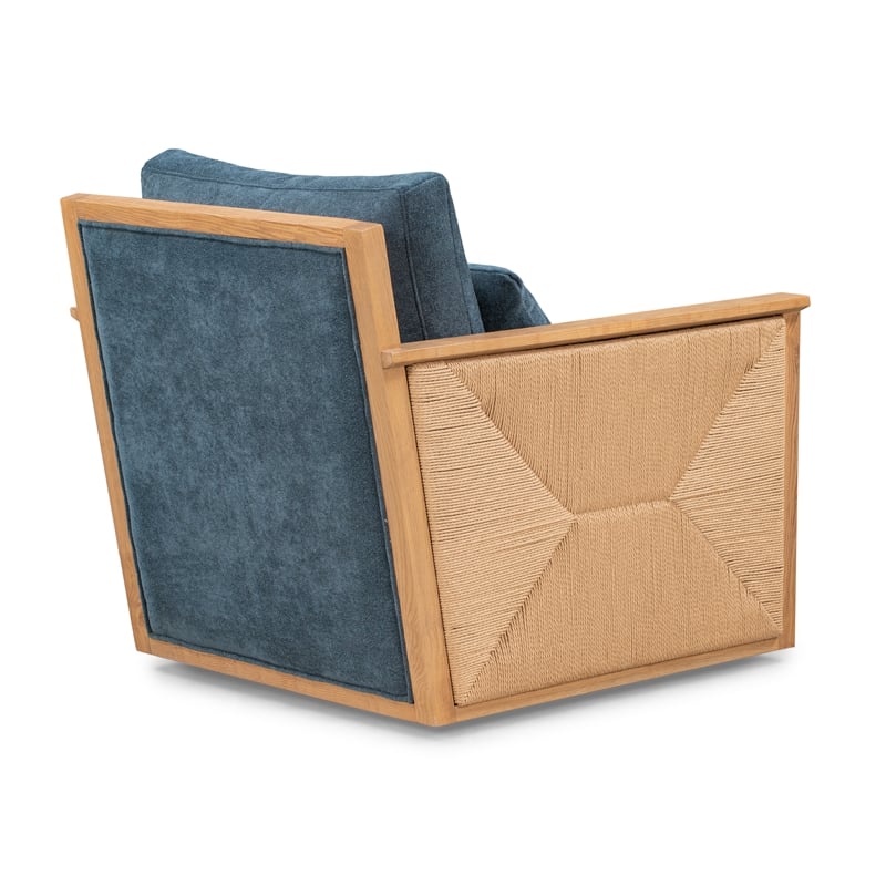 Pemberly Row Upholstered Linen Fabric Swivel Accent Chair in Blue Teal