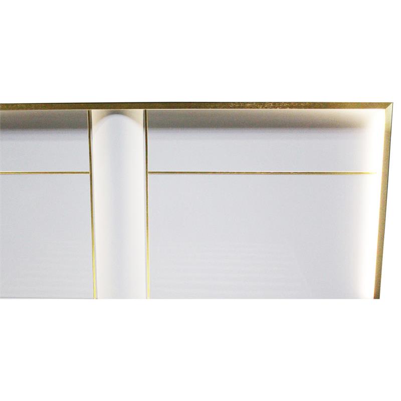 Pemberly Row 5-Piece Poplar Wood Cali King Bedroom Set in White/Gold Trim