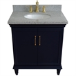 Pemberly Row 31 in. Single Wooden Vanity Blue with Gray Granite Oval Sink