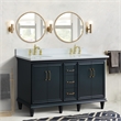 Pemberly Row 61 in. Double Wooden Vanity Dark Gray White Quartz Oval Sink