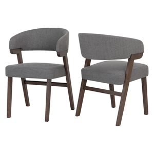 Pemberly Row 18.75&quot Fabric/Wood Dining Chair in Brown/Dark Gray (Set of 2)