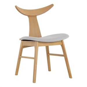 Pemberly Row 19&quot Fabric/Wood Dining Chair in Natural/Light Gray (Set of 2)