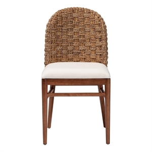 Pemberly Row 18.9&quot Acacia Wood & Seagrass Dining Chair in Brown
