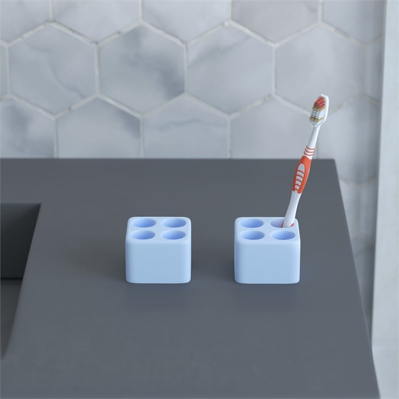 Pemberly Row Quick Dry Absorbent Diatomite Stone Toothbrush Holder in Blue