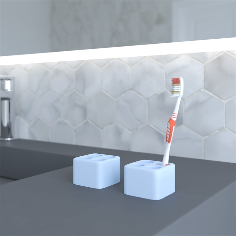 Pemberly Row Quick Dry Absorbent Diatomite Stone Toothbrush Holder in Blue