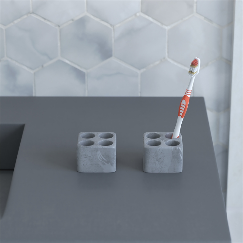 Pemberly Row Quick Dry Absorbent Diatomite Stone Toothbrush Holder in Gray