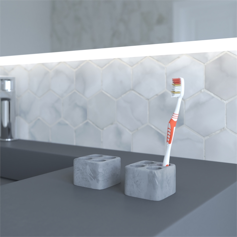 Pemberly Row Quick Dry Absorbent Diatomite Stone Toothbrush Holder in Gray