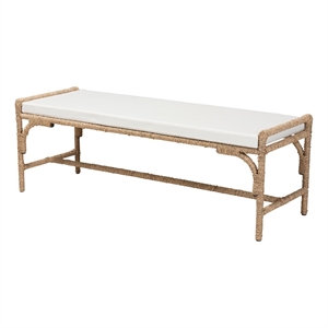 Pemberly Row Modern 18.5&quot Seagrass & Metal Accent Bench in Natural