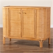 Pemberly Row Modern 2-Door Rattan Storage Cabinet in Natural Brown