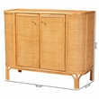 Pemberly Row Modern 2-Door Rattan Storage Cabinet in Natural Brown