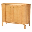 Pemberly Row Modern 2-Door Rattan Storage Cabinet in Natural Brown