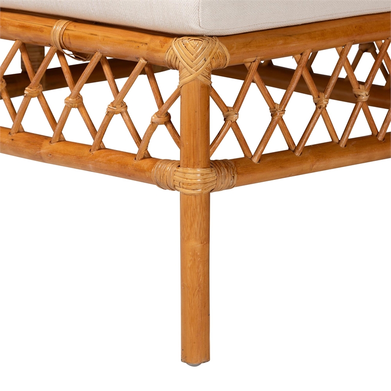 Pemberly Row Modern Honey Rattan 3-Piece Dining Nook Banquette Set