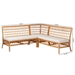 Pemberly Row Modern Honey Rattan 3-Piece Dining Nook Banquette Set