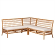 Pemberly Row Modern Honey Rattan 3-Piece Dining Nook Banquette Set