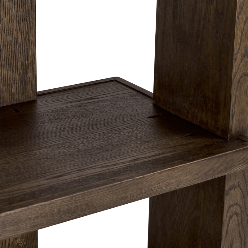 Pemberly Row Modern 6 Shelf Open Tall Bookcase Dark Brown Oak Wood